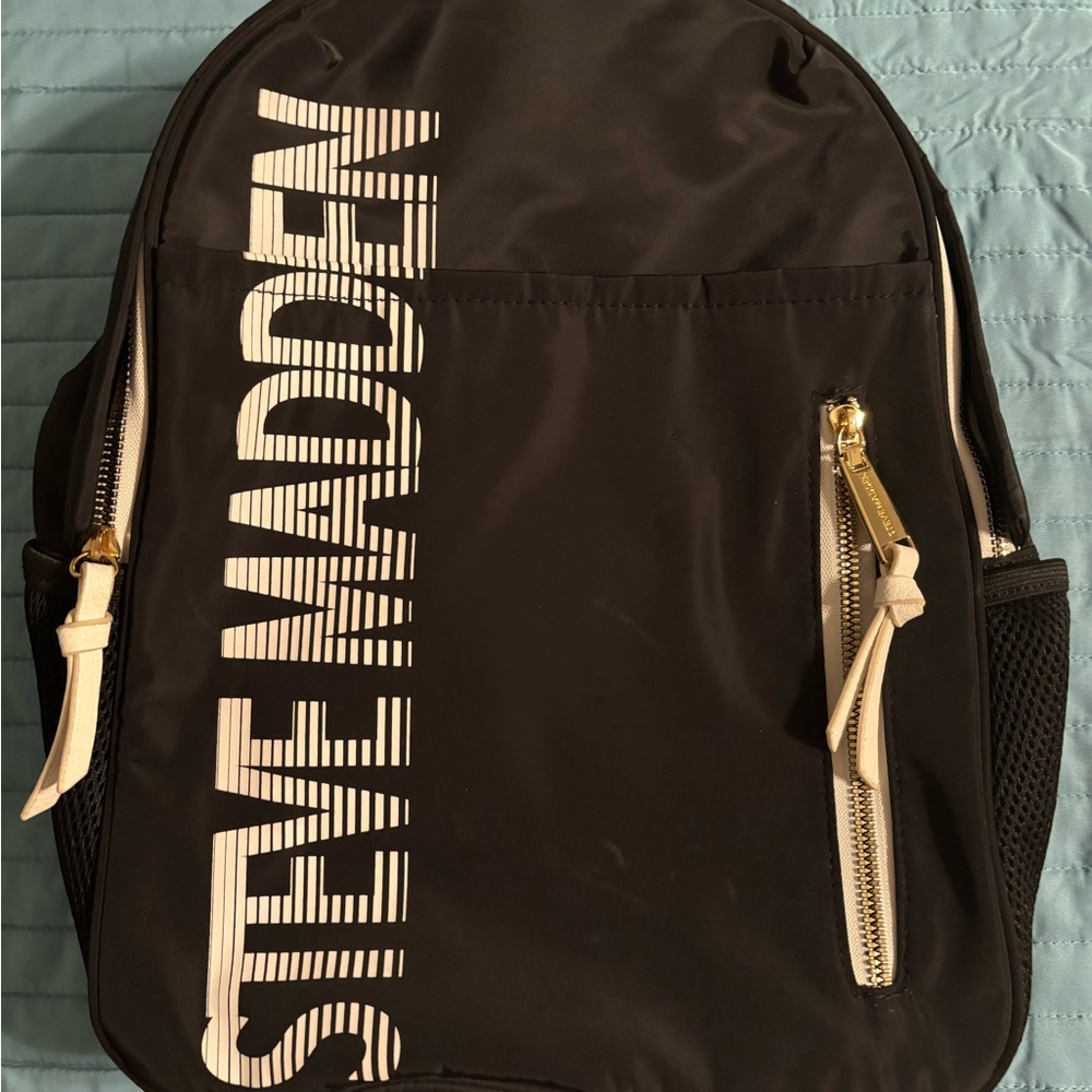 Steve Madden Black Backpack with Gold Accents